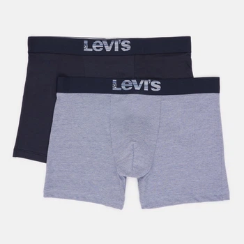 Набор трусов боксеров мужских хлопковых Levi`s Men Optical Illusion Boxer Brie 701203921-027 M 2 шт Blue Combo (8720245848510)