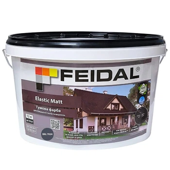 Фарба еластична Feidal Elastic Matt матова для інтер'єрів та фасадів RAL 7024 Графітова 12 кг