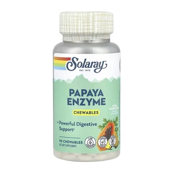 Solaray, Papaya Enzyme, натуральний ананас, 90 жувальних таблеток