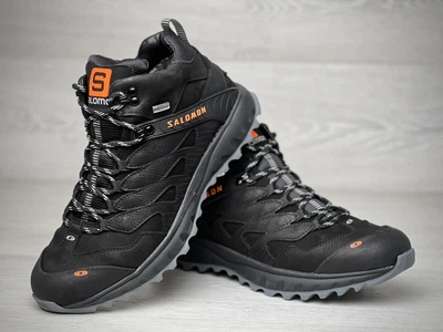 Кроссовки кожаные зимние, ботинки спортивные Dragon Skin Winter Black 45