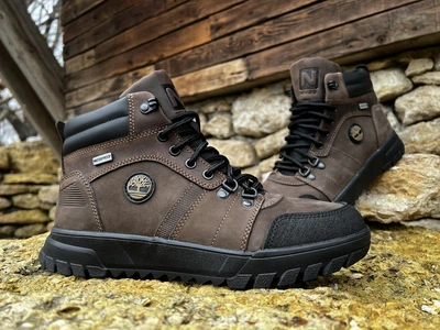 Спортивные кожаные ботинки на меху Timberland Boulder Trail Hiking Olive 43