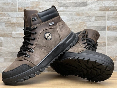 Спортивные кожаные ботинки на меху Timberland Boulder Trail Hiking Olive 45
