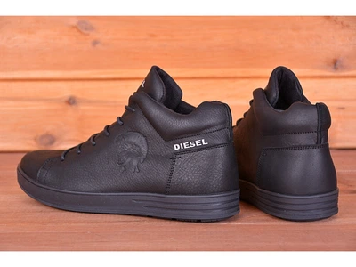Зимові шкіряні кросівки на хутрі Diesel Pirate V3 Black 45