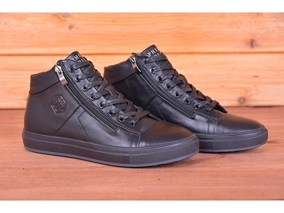 Зимние кожаные ботинки, кроссовки на меху Philipp Plein Zipper Leather V3 43