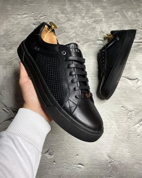Чоловічі шкіряні кеди кросівки з перфорацією Philipp Plein 43