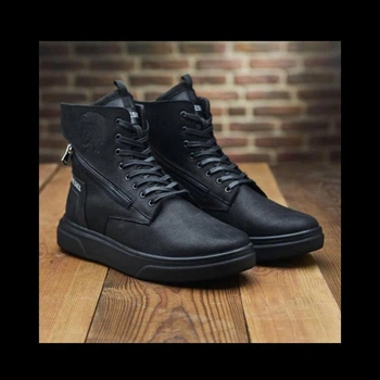 Зимние кожаные кроссовки на меху Diesel Black Wing 43