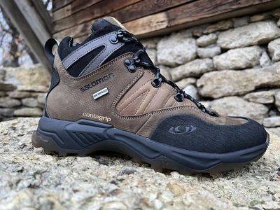 Спортивні шкіряні черевики, кросівки термо Salomon Contagrip Gore-Tex Coyote
