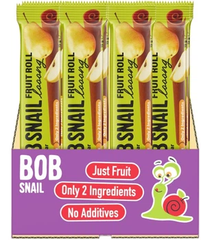 Упаковка фруктово-ягідних цукерок Bob Snail Fruit Roll Looong Натуральні Яблуко-груша 15 г х 30 шт (4820287102398)