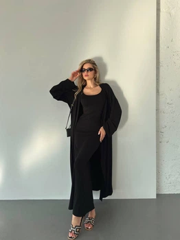 Жіночий літній костюм кардиган+сукня на бретельках Uaclothes 44-46 Чорний (like34596-150091357)