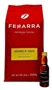 Набор кофе в зернах Ferarra Arabica 100% + сироп Карамель 40 мл