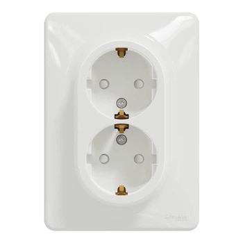 Розетка двойная с заземлением Schneider Electric Sedna Design SDD311221 со шторками белая