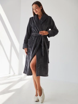 Халат женский с велсофта теплый BARWA garments 0228 XL Темно-серый (2110002284327)