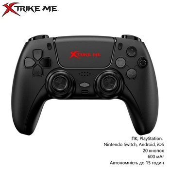 Беспроводной геймпад Xtrike ME GP-51 (ПК, PlayStation, Nintendo Switch, Android, iOS, 20 кнопок, 600 мАч, автономность до 15 часов) - Черный