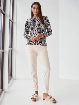 Піжама (лонгслів + штани) жіноча BARWA garments 0285/333 S Персиковий/Чорний (2112853331267)
