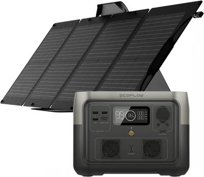Stacja ładująca EcoFlow RIVER 2 Max + panel słoneczny 110 W / 500 W / 512 Wh / LiFePO4 (ZMR610-B-EU/EFSOLAR110N)