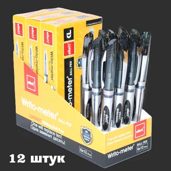 Ручки масляные "Ellott" Writo-meter" 10 км, черные, Ellott-8048 (набор 12 штук)