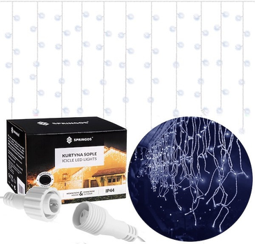 Kurtyna świetlna Springos CL0500 Sople 500 LED Zimna biała (5907719410685)