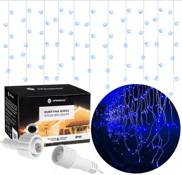 Kurtyna świetlna Springos CL0502 Sople 500 LED Niebieska (5907719412597)