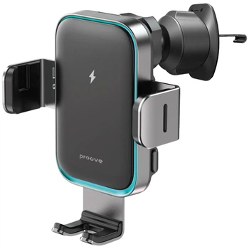 Держатель в машину с Беспроводной зарядкой Proove Triple Clamp Pro 15W metal gray 479200092 NS-FF