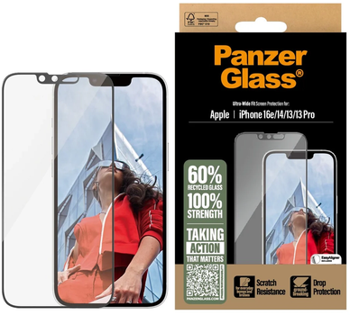 Szkło hartowane PanzerGlass Ceramic Protector Ultra-Wide Fit do Apple iPhone 16e/14/13/13 Pro (PGRNUWFG29845)