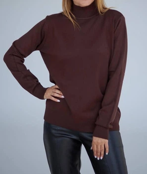 Гольф жіночий зі стійкою, кашемірова якість, коричневий, р. L-XL