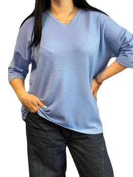 Джемпер з коротким рукавом, з декором з люрексу, One Size, блакитний