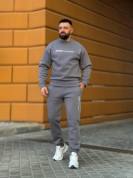 Костюм чоловічий теплий на флісі штани і світшот L-XL графіт