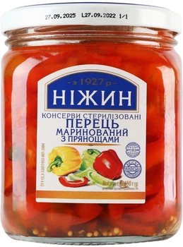 Перець маринований різаний Ніжин із прянощами 450 г (4823006805808)