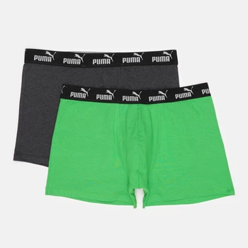 Набір трусів боксерів чоловічих бавовняних Puma Elements Men Basic Boxers 2P 93875303 L 2 шт Dark Grey Melange/Green (8720245833950)