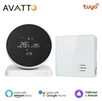 Беспроводной программируемый термостат AVATTO WT498 c WIFI, для котлов и водяных систем отопления