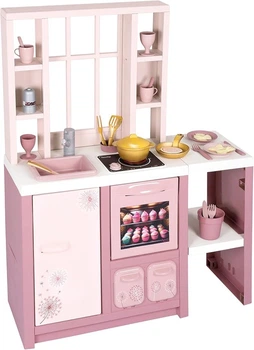 Интерактивная кухня Smoby Toys Лофт с аксессуарами и звуковым эффектом Розовая 74х29х96 см (7600312602)