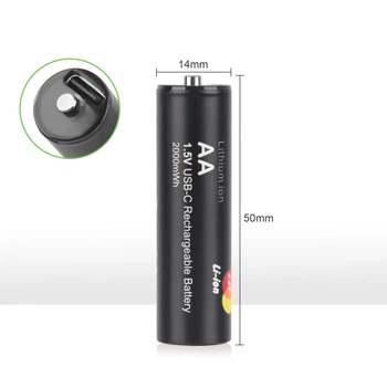 Аккумулятор Soshine AAUSB-1.5-2000, AA/HR6, 1.5V LR, Li-Ion, USB-C, 2000mWh, поштучно