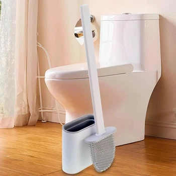 Гибкая силиконовая щетка-ершик для унитаза с держателем Cleaner Brush 217 Белый