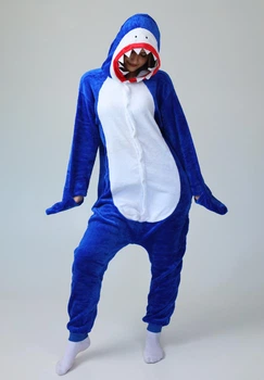 Жіноча кігурумі піжама доросла та підліткова Kigurumi Акула Доросла Блакитна XL 175-185 см. (1086)