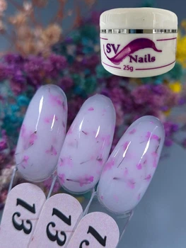 Гель з сухоцвітами для декору нігтів Flowers Gel SVN 13 (25гр) молочний