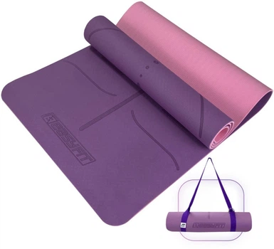 Коврик для йоги и фитнеса EasyFit Polarity Padma EF-A19241s-VP с ремнем Фиолетово-розовый (56003636)