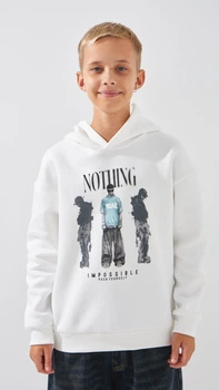 Худі з принтом для хлопчика First Kids M-195 164 см Молочний shop (2000999199097)