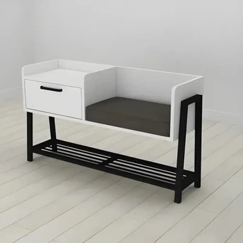 Банкетка с тумбочкой Ferrum-decor Бланка 540x1000x320 металл Черный ДСП Белое 16 мм (FRD-103024)