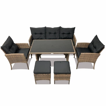 Садовая мебель из ротанга Lounge Loft Набор "Делюкс Лайт и два пуфа" Светло-коричневый Light Brown