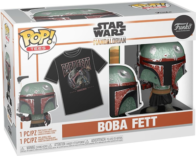 Набір Funko Pop! & Tee Disney Star Wars The Mandalorian Bobble-Head Boba Fett Фігурка + футболка розмір M 63389 (889698633895)