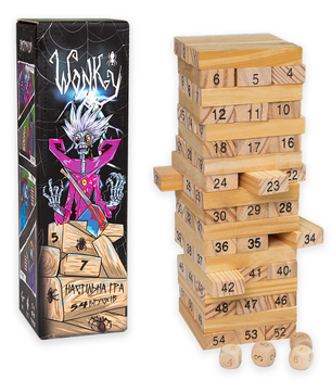 Настільна гра Strateg Wonky Джанга (30358) Jenga Дженга, дерев'яна вежа 6+