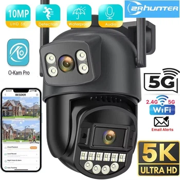 Уличная WiFi IP камера видеонаблюдения ZRHUNTER A20H 10MP 5K PTZ, два объектива, двойной экран 2.4ГГц и 5ГГц O-KAM Pro