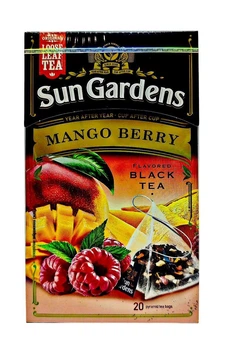Черный байховый чай Sun Gardens Mango Berry со вкусом манго и малины в пирамидках 20шт