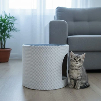 Затишний будиночок для котів кошенят 30х35см молочно чорний