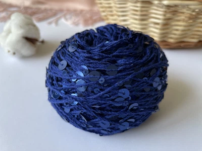 Пайетки Avanti Yarn королевские на хлопке (синие) 117