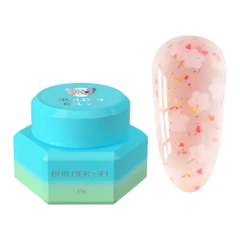 Гель для наращивания YOU ARE CUTE Builder Gel 21 персиковый с декоративными цветами, 15 мл