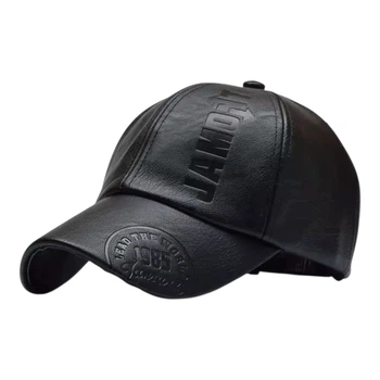 Кепка из экокожи с объёмным тиснением unisex женская мужская регулируется черная 56–59 см (100125)