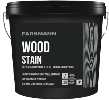 Акриловая морилка для деревянных поверхностей FARBMANN WOOD STAIN база EP 0.9л