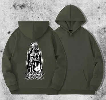Чоловіче тепле худі з принтом Лос муертос Санта Круз / Los muertos Santa Cruz XXL, Хакі