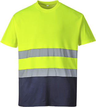 Футболка двоколірна Portwest Cotton Comfort S173 L Жовтий/Темно-синій